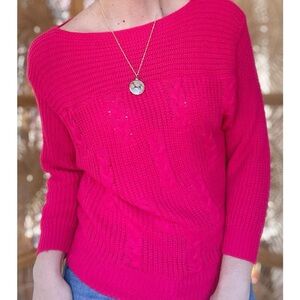 Retro Vintage Spice of Life Bright Pink Lightweight Knit Sweater Women’s Small